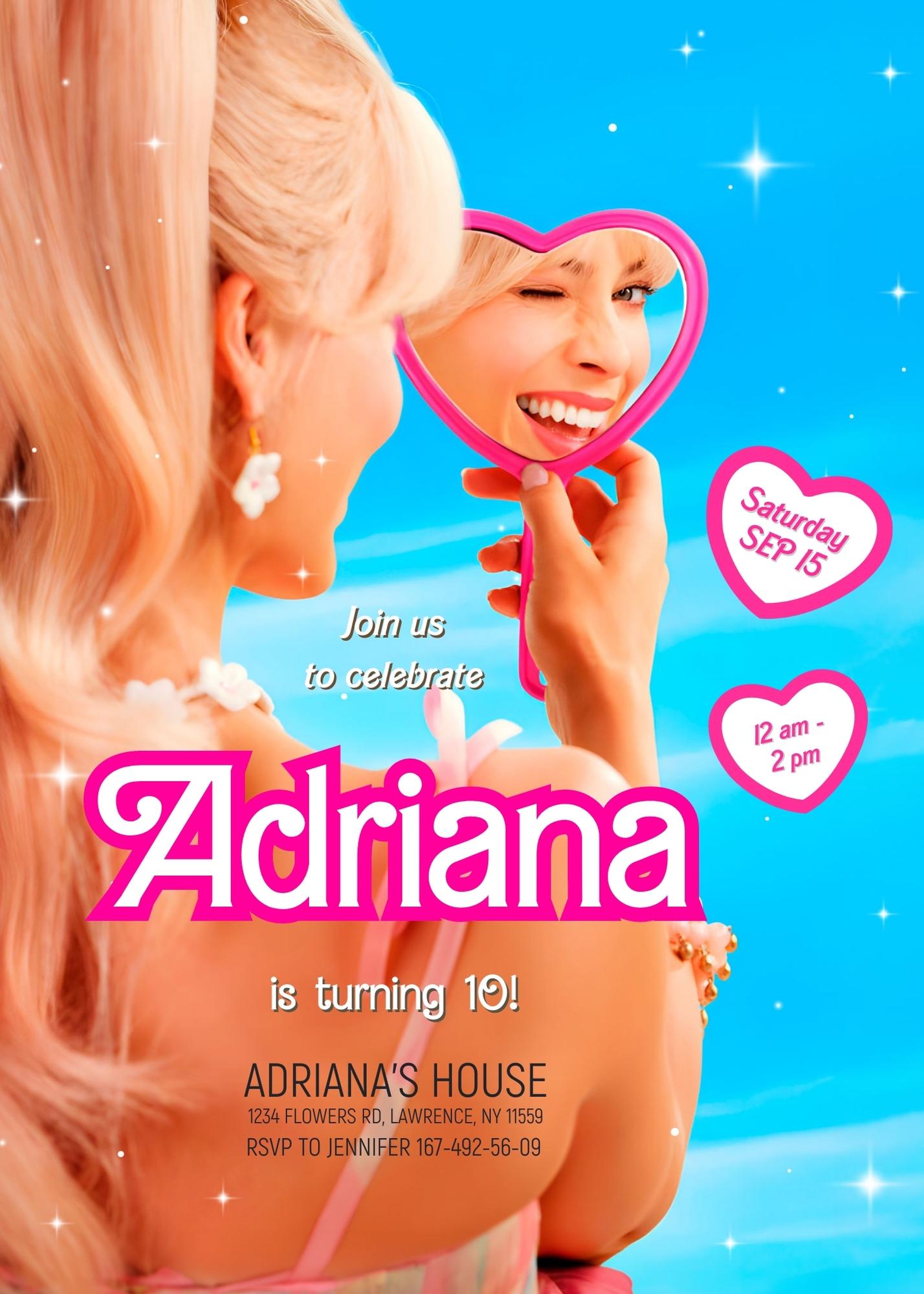 Barbie Pink customizable invitation template | Share or Print | girl | RU671