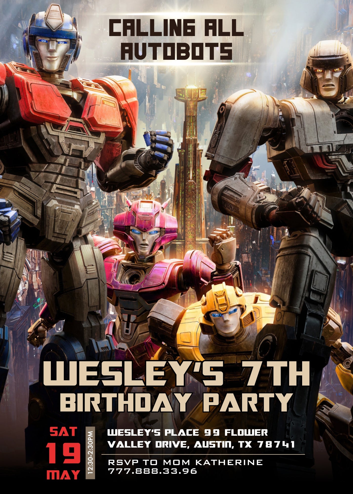 Transformers One Rescue Bots customizable invitation template | Share or Print | boy | MW639
