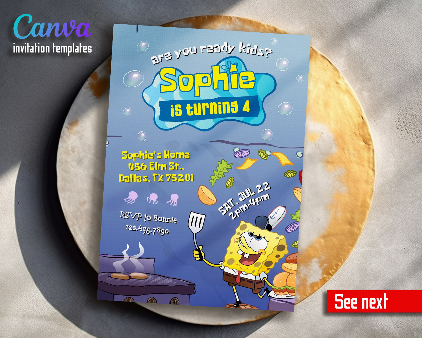 SpongeBob SquarePant customizable invitation template | Share or Print | | XJ750