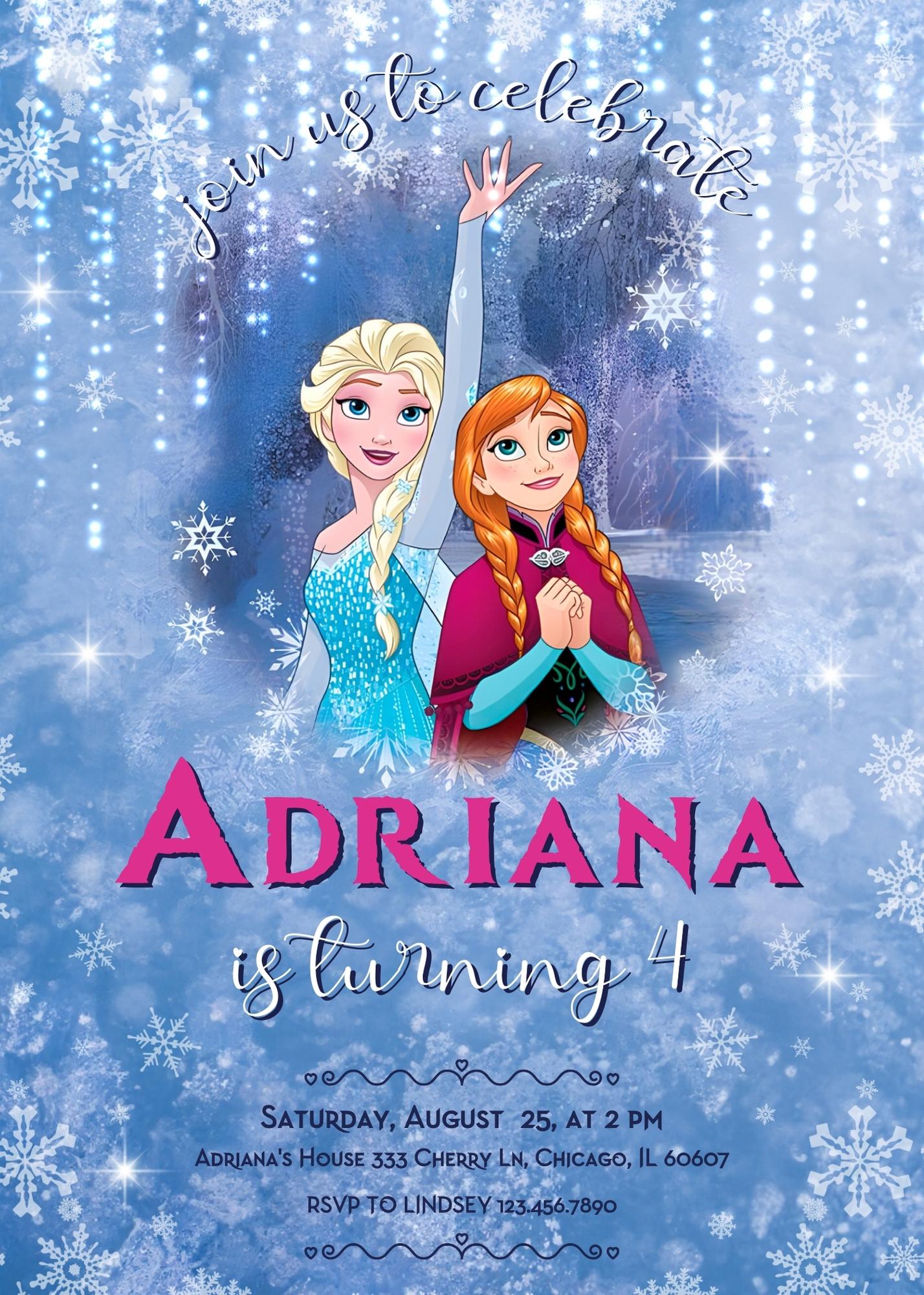Frozen Elsa customizable invitation template | Share or Print | girl | ZD389