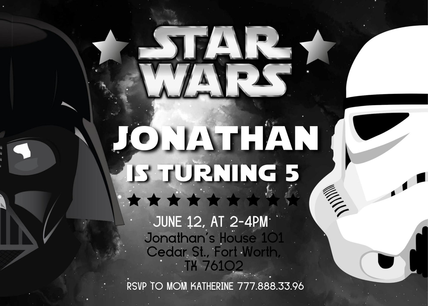 Star Wars customizable invite template | instant download | Share or Print | PF884