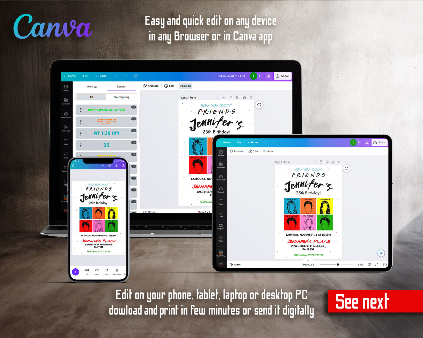 Friends TV Show customizable invitation template | Share or Print | | RK915