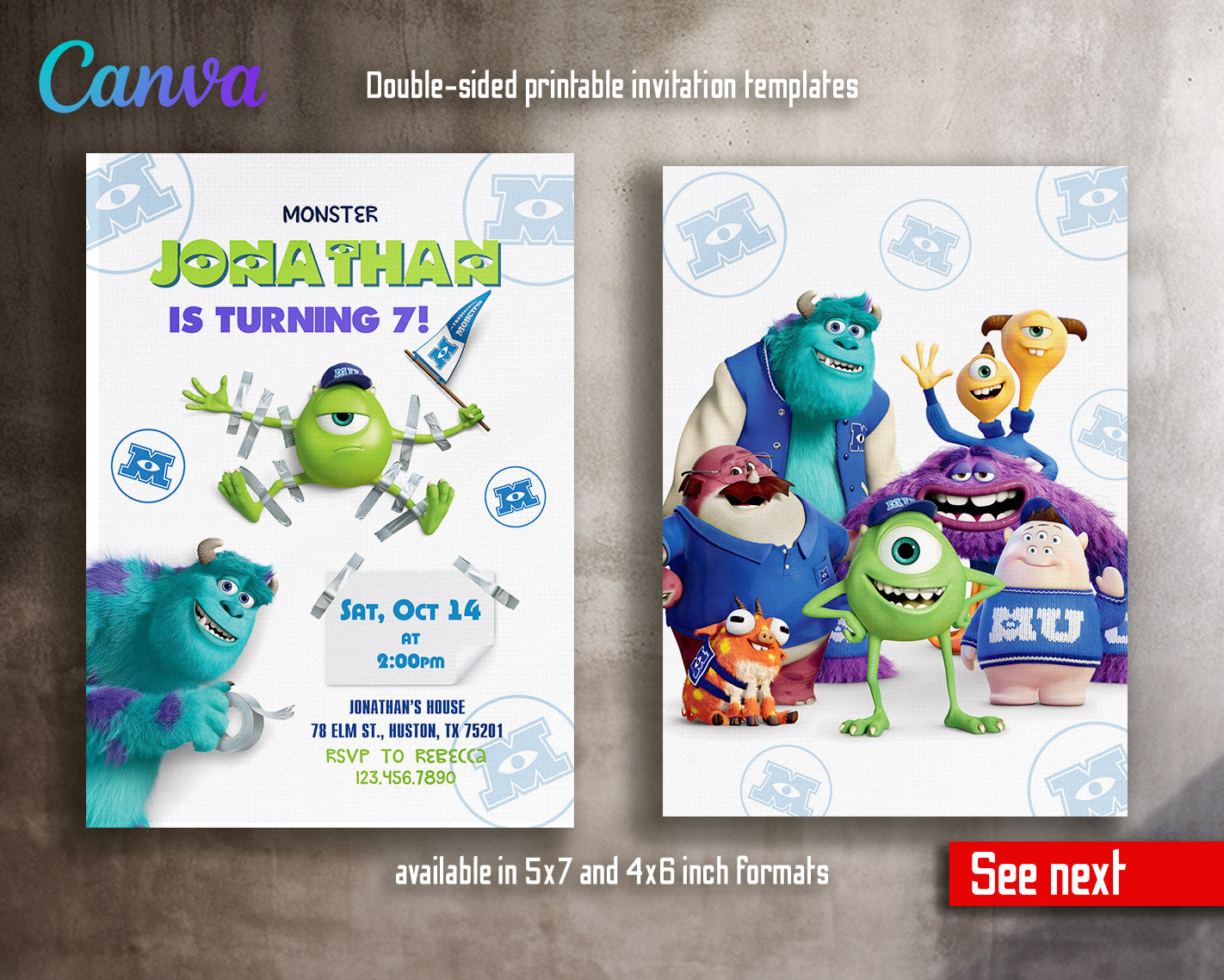 Monsters, Inc. customizable invitation template | Share or Print | | DE317