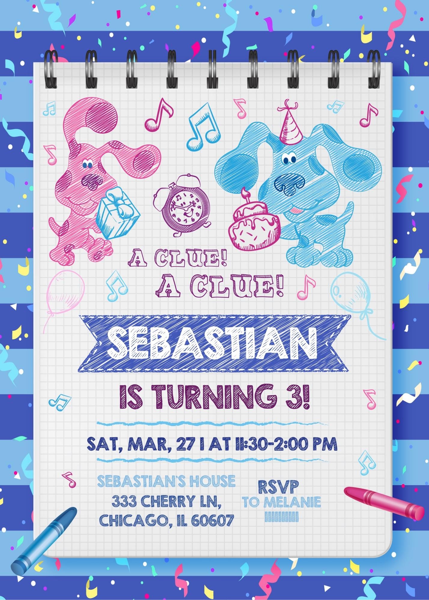 Blue's Clues Puppy customizable invitation template | Share or Print | | DJ486