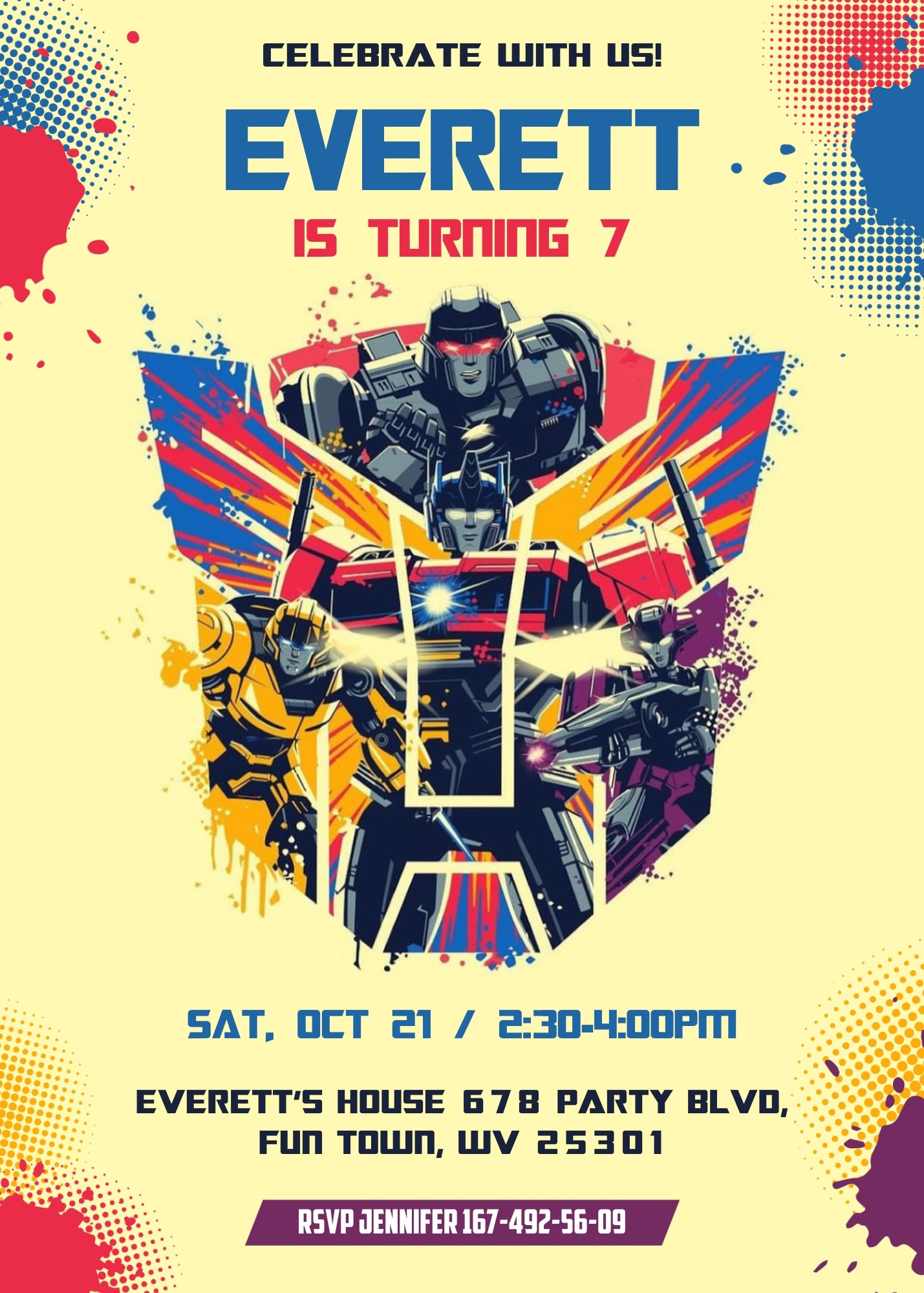 Transformers One Rescue Bots customizable invitation template | Share or Print | boy | ZS302