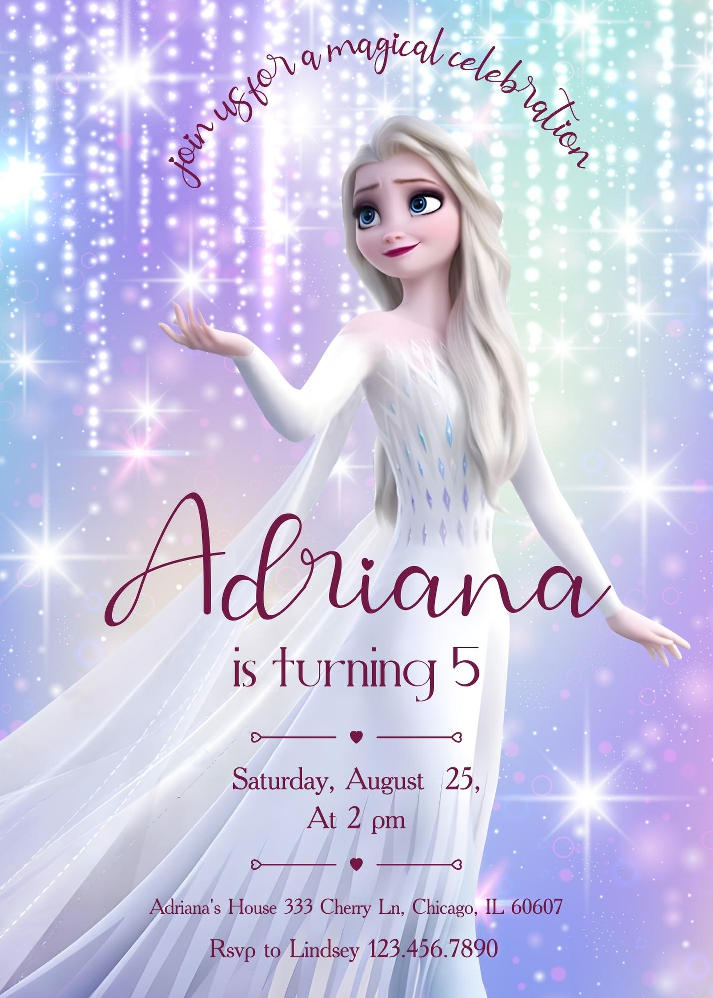 Frozen Elsa customizable invitation template | Share or Print | girl | VN505