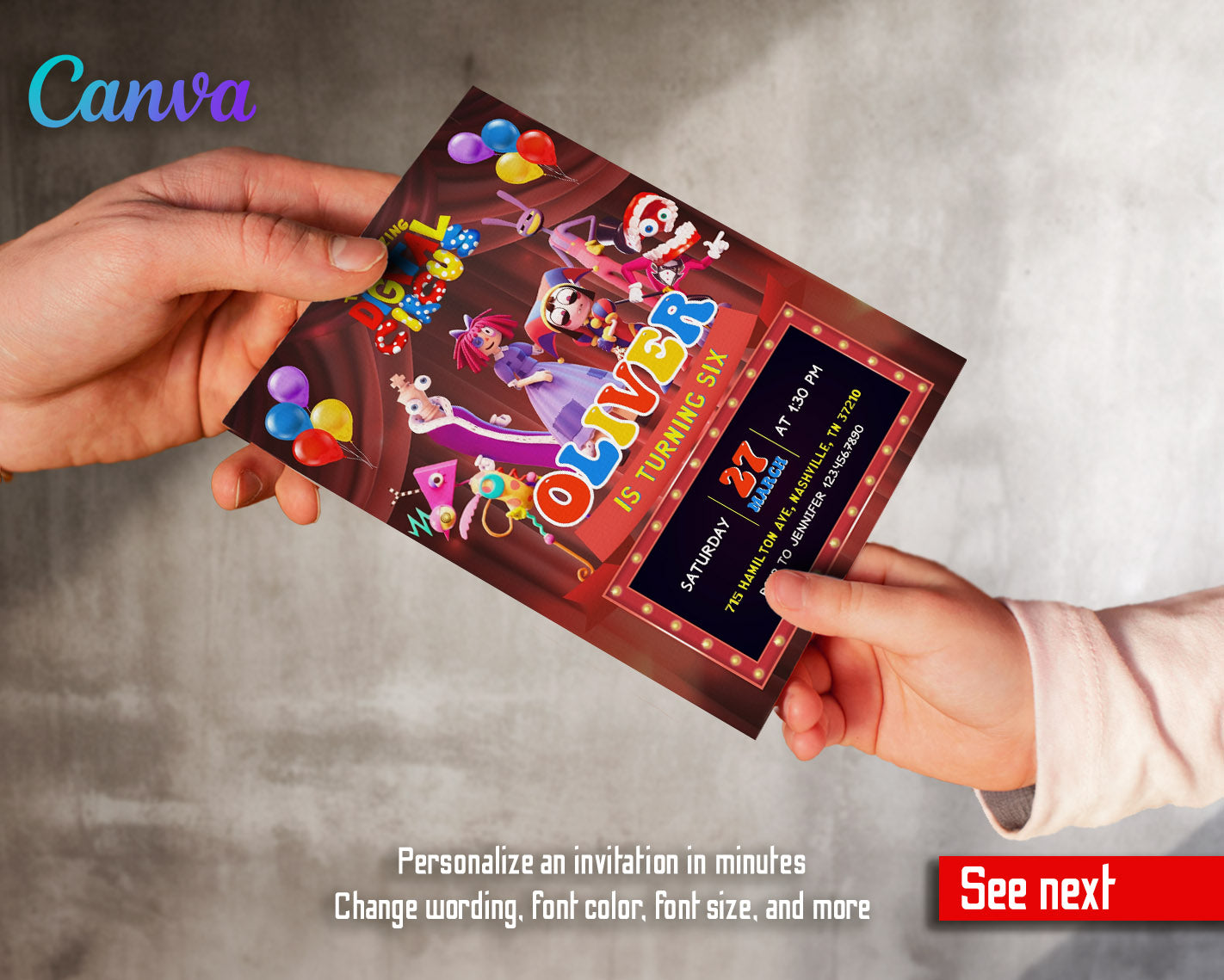 The Amazing Digital Circus customizable invitation template | Share or Print | | FR248
