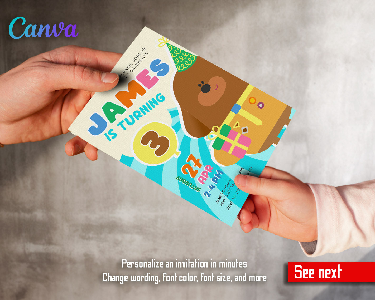Hey Duggee customizable invitation template | Share or Print | | UR050
