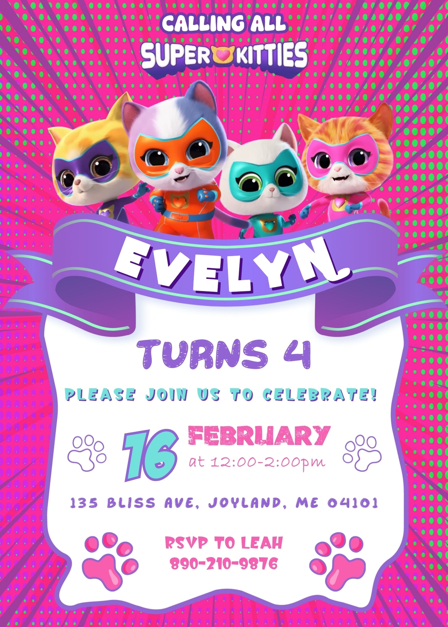 SuperKitties customizable invitation template | Share or Print | | AL156