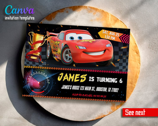 Cars Lighting McQueen customizable invite template | instant download | Share or Print | EP981