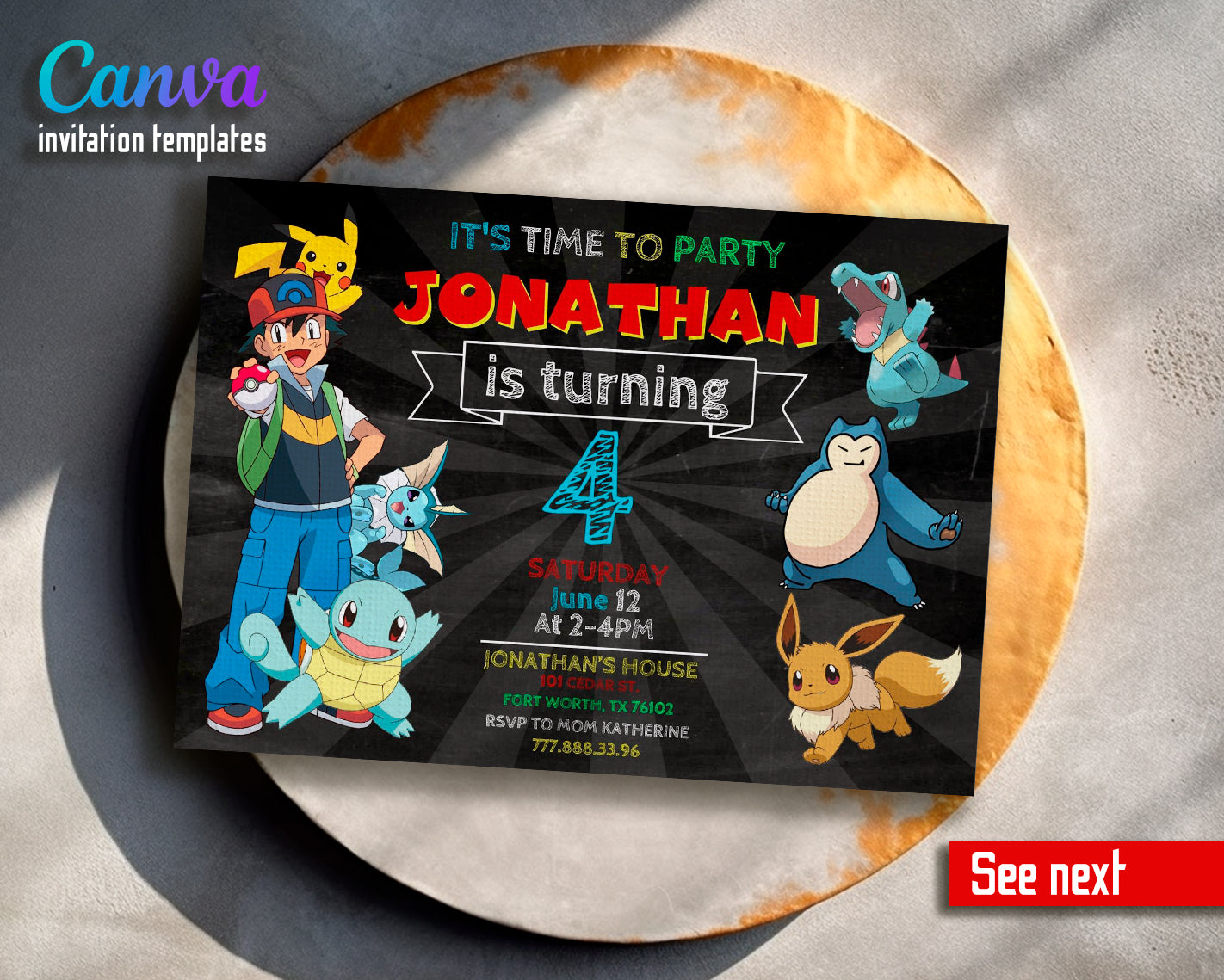 Pokemon customizable invite template | instant download | Share or Print | ME084