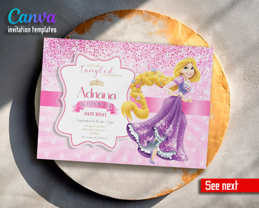 Rapuncel Princess customizable invite template girl | instant download | Share or Print | PR731