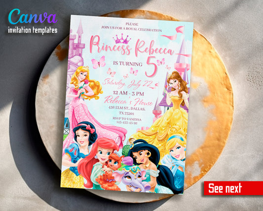 Princess Disney customizable invite template girl | instant download | Share or Print | EX929