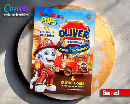 Paw Patrol customizable invite template unisex girl boy | instant download | Share or Print | WP991