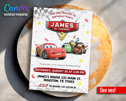 Cars Lighting McQueen customizable invite template | instant download | Share or Print | WO708