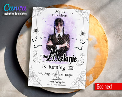 Wednesday customizable invite template girl | instant download | Share or Print | BJ245