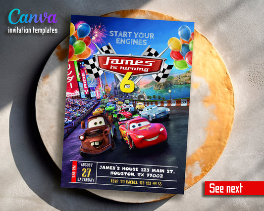 Cars Lighting McQueen customizable invite template | instant download | Share or Print | JH952