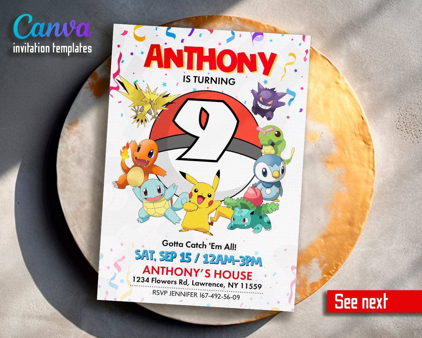 Pokemon customizable invite template | instant download | Share or ...