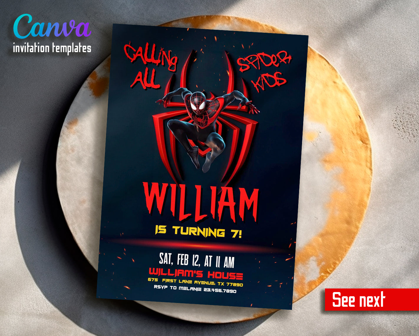 Spiderman customizable invite template boy | instant download | Share or Print | HS056