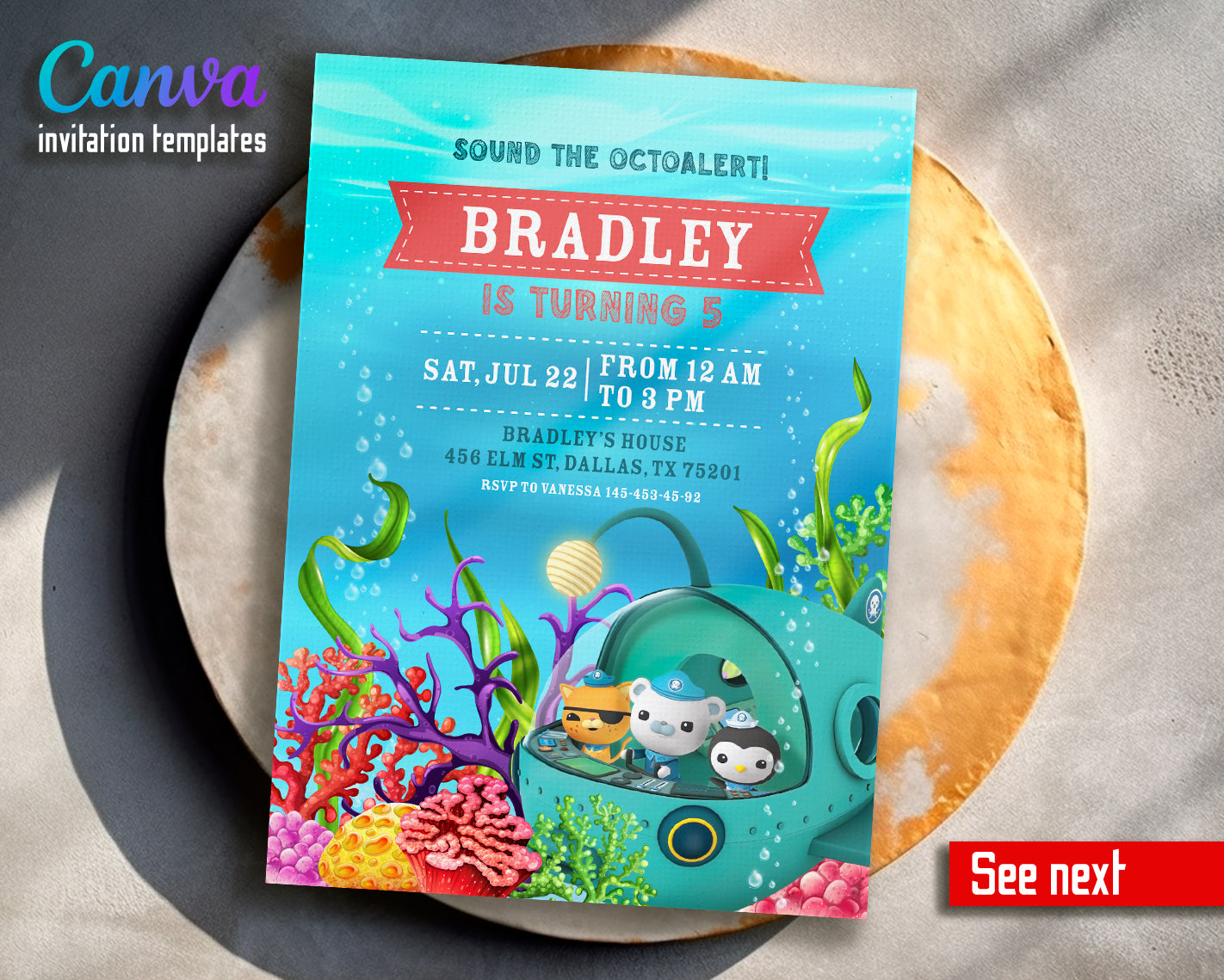 Octonauts customizable invite template | instant download | Share or Print | QA246