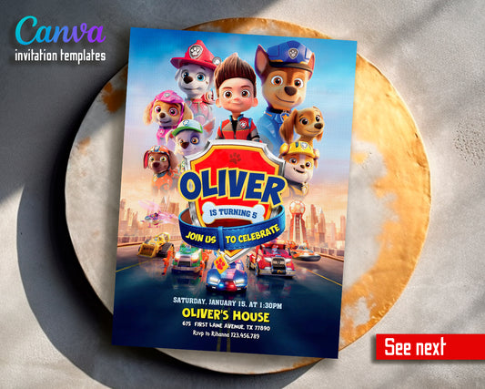 Paw Patrol customizable invite template boy | instant download | Share or Print | BF410