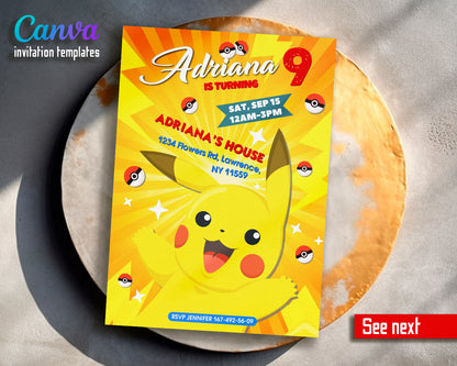 Pokemon customizable invite template | instant download | Share or Print | UU489