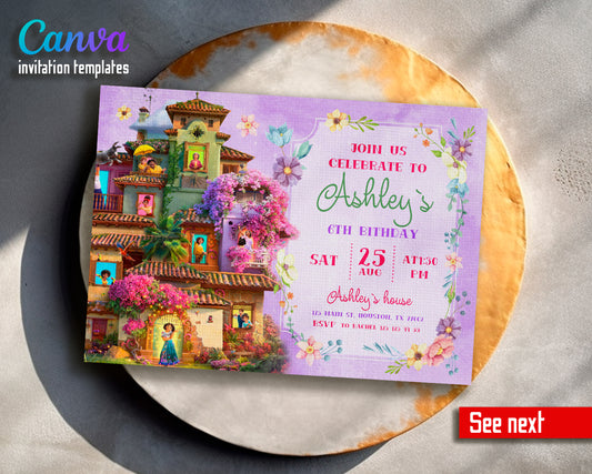 Encanto customizable invite template girl | instant download | Share or Print | XV436