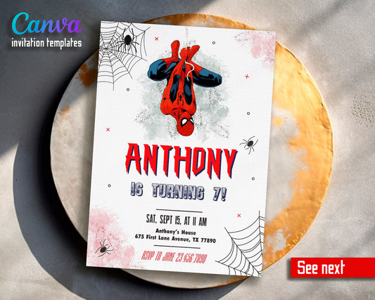 Spiderman customizable invite template boy | instant download | Share or Print | NX456