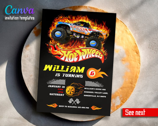 Hot Wheels customizable invite template boy | instant download | Share or Print | PK492