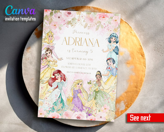 Princess Disney customizable invite template girl | instant download | Share or Print | AK183