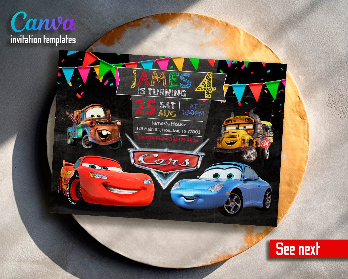 Cars Lighting McQueen customizable invite template | instant download | Share or Print | WT784