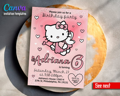 Hello Kitty customizable invite template girl | instant download | Share or Print | IQ525