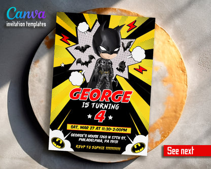 Batman customizable invite template boy | instant download | Share or Print | HA258