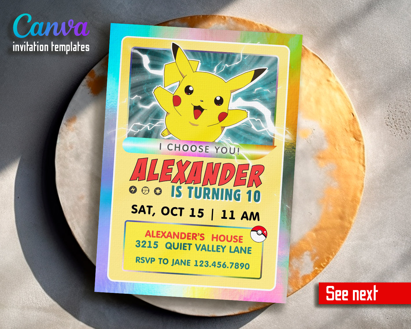 Pokemon customizable invite template | instant download | Share or Print | AK942