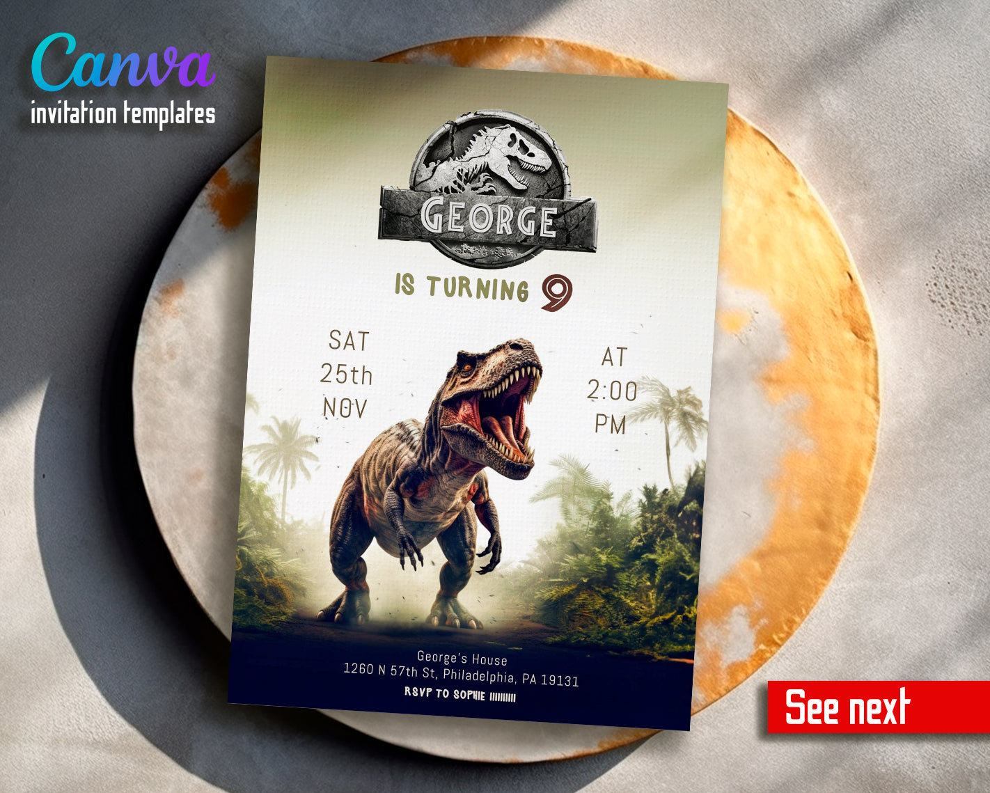 Jurassic World customizable invite template | instant download | Share or Print | IU601