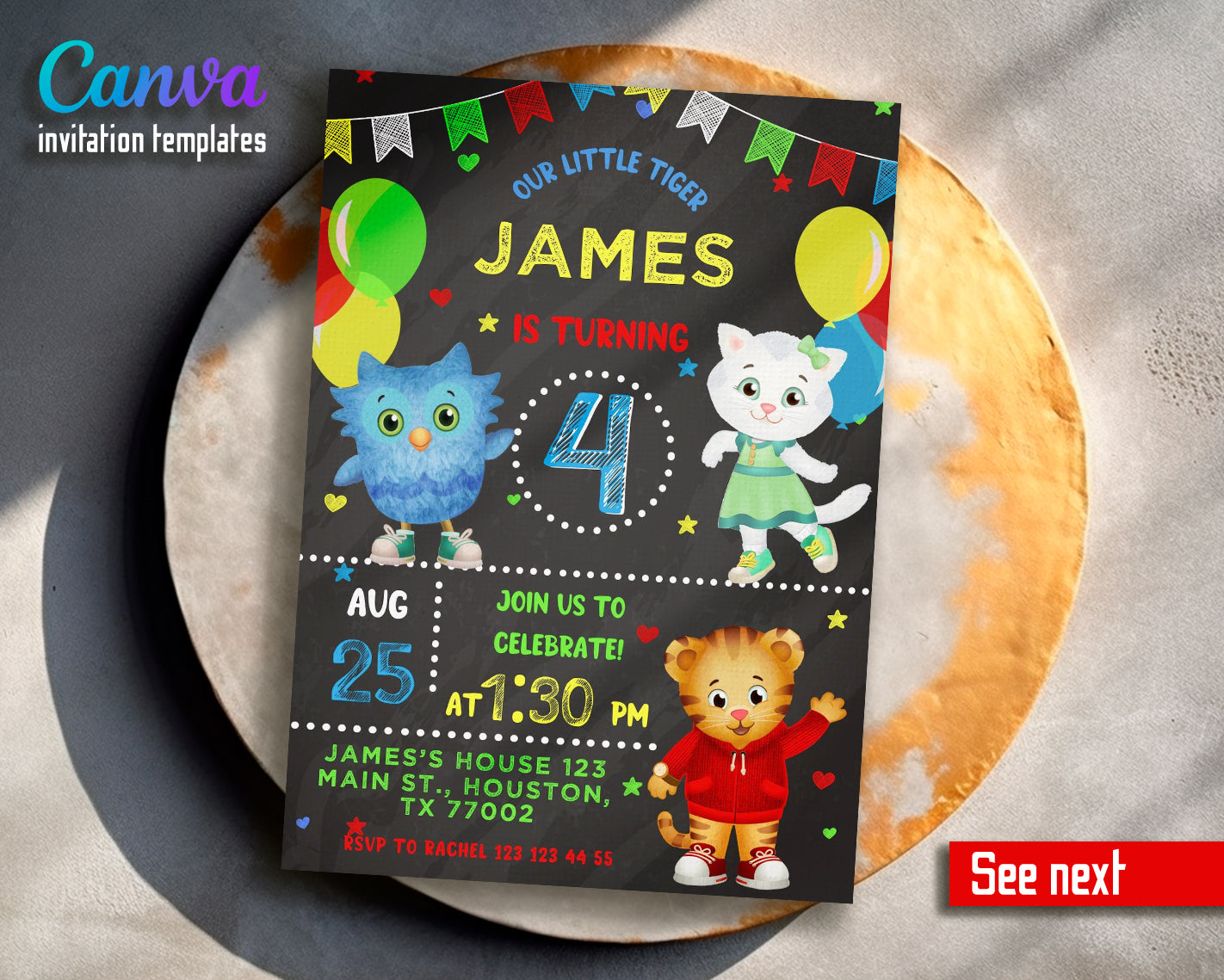 Daniel Tiger's Neighborhood customizable invite template | instant download | Share or Print | GC049