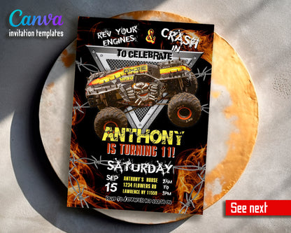 Monster Jam Max D customizable invite template boy | instant download | Share or Print | LV487