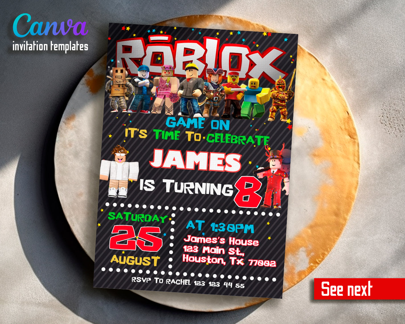 Roblox customizable invite template | instant download | Share or Print ...