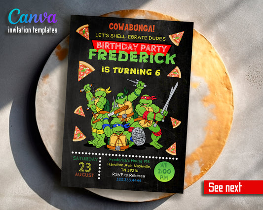 Teenage Mutant Ninja Turtles, TMNT customizable invite template boy | instant download | Share or Print | KJ373