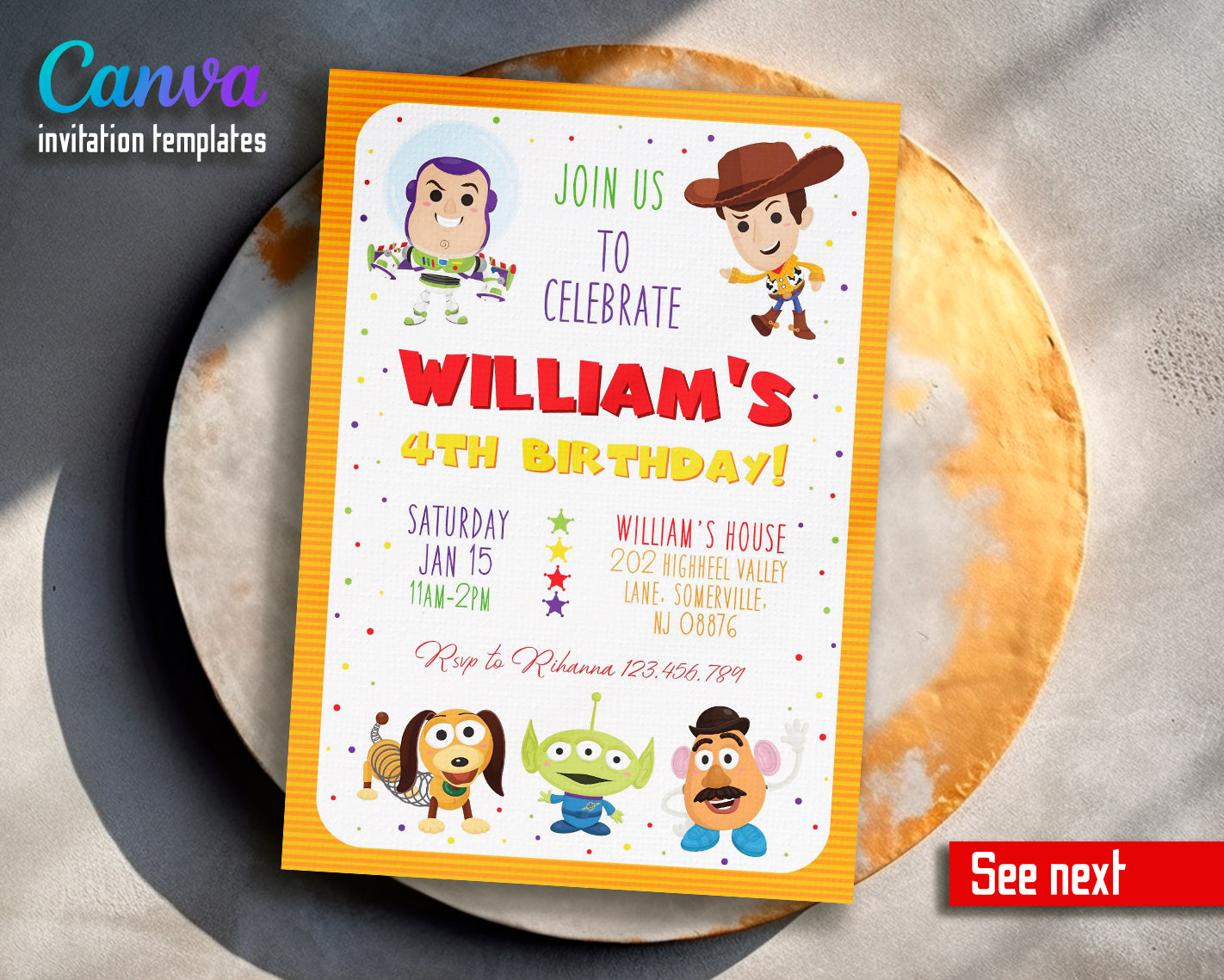 Toy Story customizable invite template | instant download | Share or Print | XN503