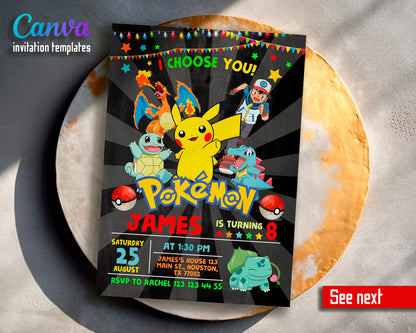 Pokemon customizable invite template | instant download | Share or Print | GF882