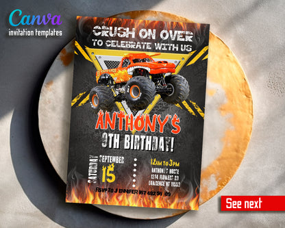 Monster Jam El Toro customizable invite template boy | instant download | Share or Print | PX820