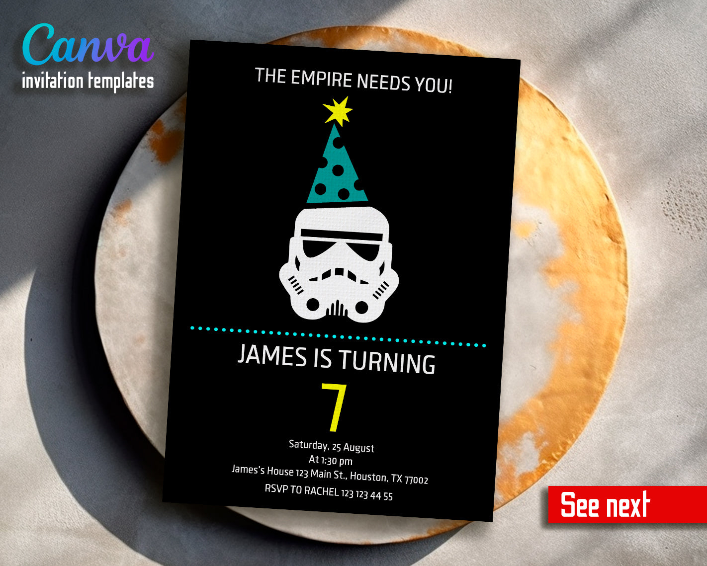 Star Wars customizable invite template | instant download | Share or Print | SU378