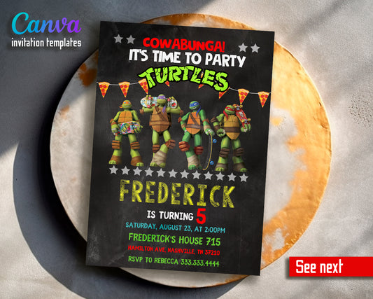 Teenage Mutant Ninja Turtles, TMNT customizable invite template boy | instant download | Share or Print | PC499