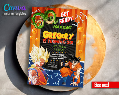 Dragon Ball Z customizable invite template | instant download | Share or Print | FX083