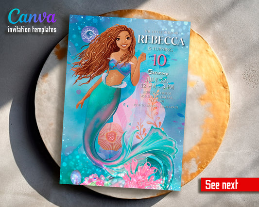 The Little Mermaid Ariel customizable invite template girl | instant download | Share or Print | SC967