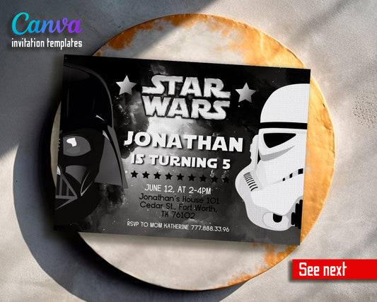 Star Wars customizable invite template | instant download | Share or Print | PF884