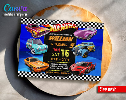 Hot Wheels customizable invite template boy | instant download | Share or Print | XQ718