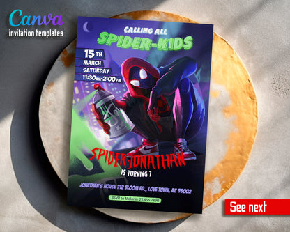 Spiderman Spider Verse customizable invite template boy | instant download | Share or Print | SW754