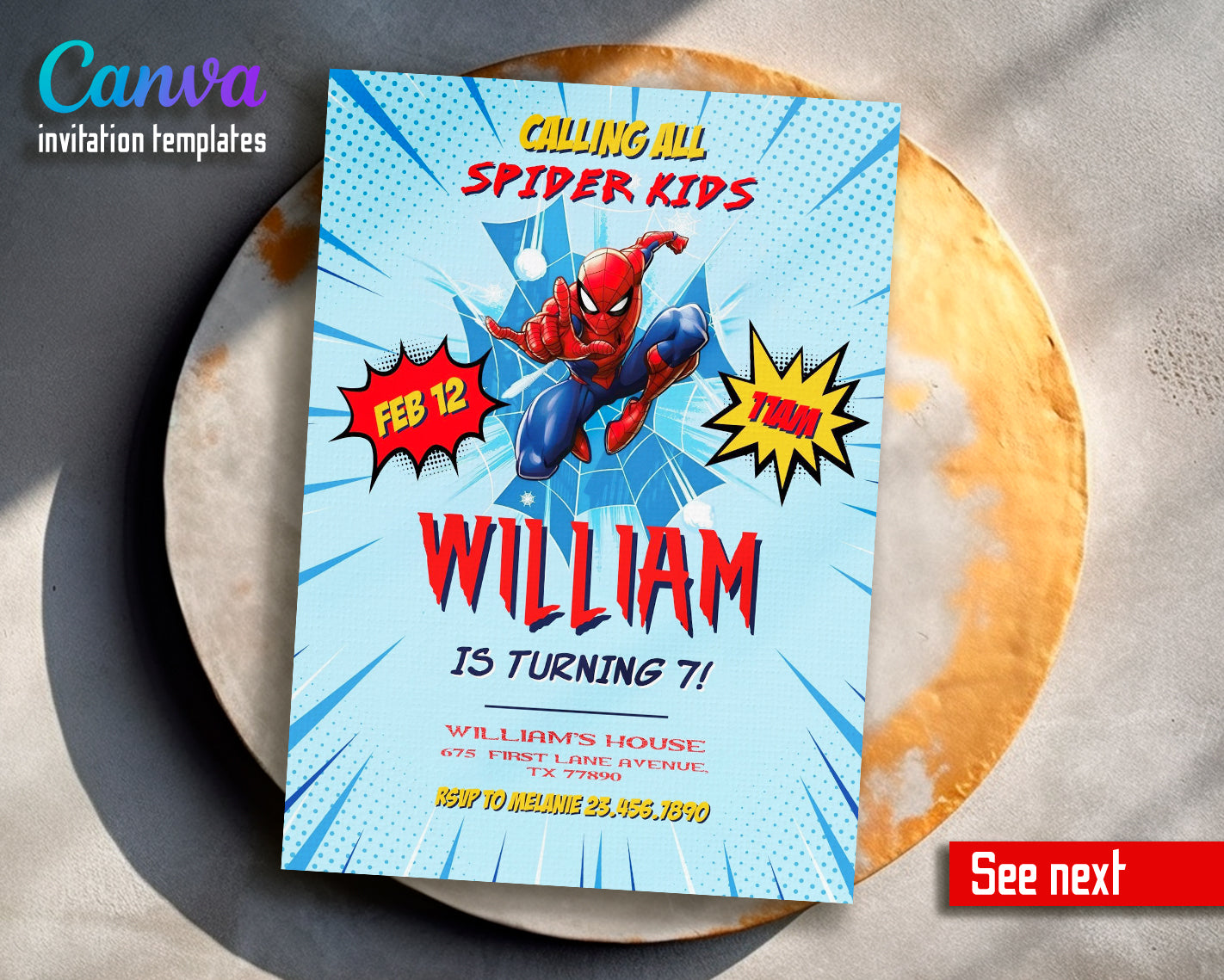 Spiderman customizable invite template | instant download | Share or Print | AB178